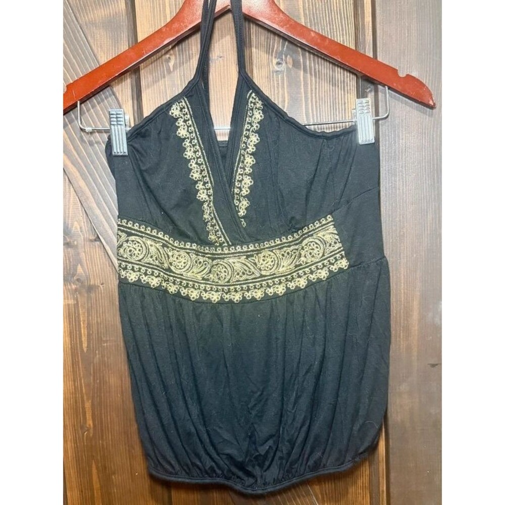 Vintage Freeway Halter Top Black & gold XXS Y2K 90s
